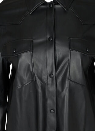 Imitation leather shirt jacket, Black, Packshot image number 2