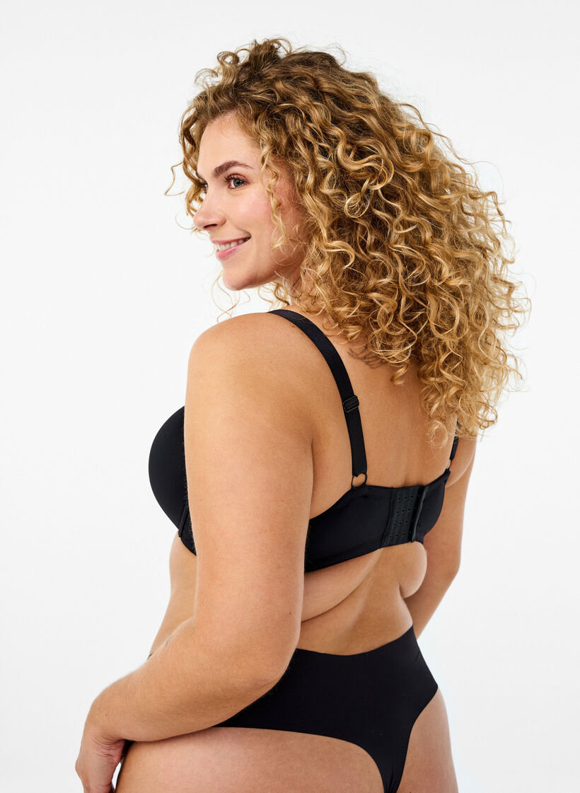 Moulded bra with cross detail, Black, Model image number 2