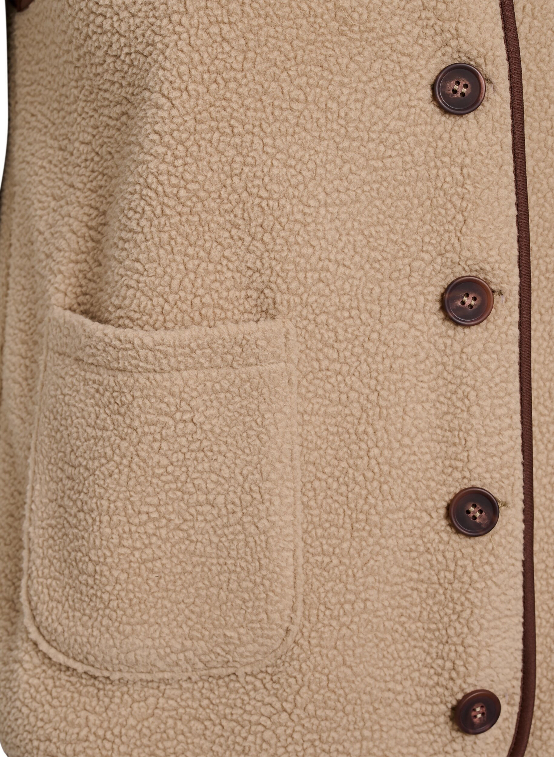 Zizzifashion Teddy fleece vest with contrast trims, Beige, Packshot image number 3