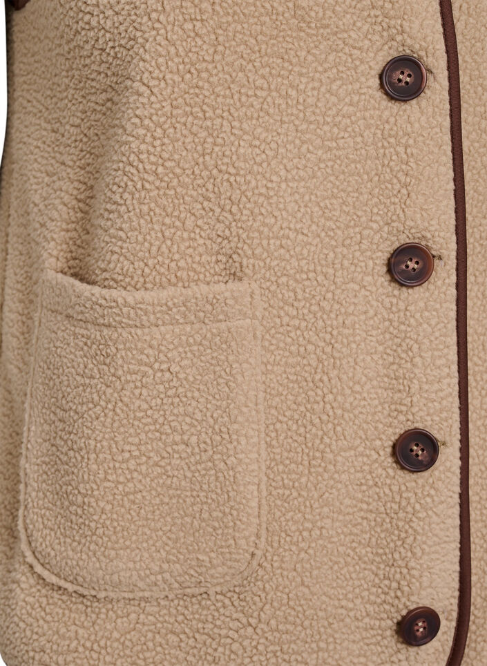 Teddy fleece vest with contrast trims, Beige, Packshot image number 3
