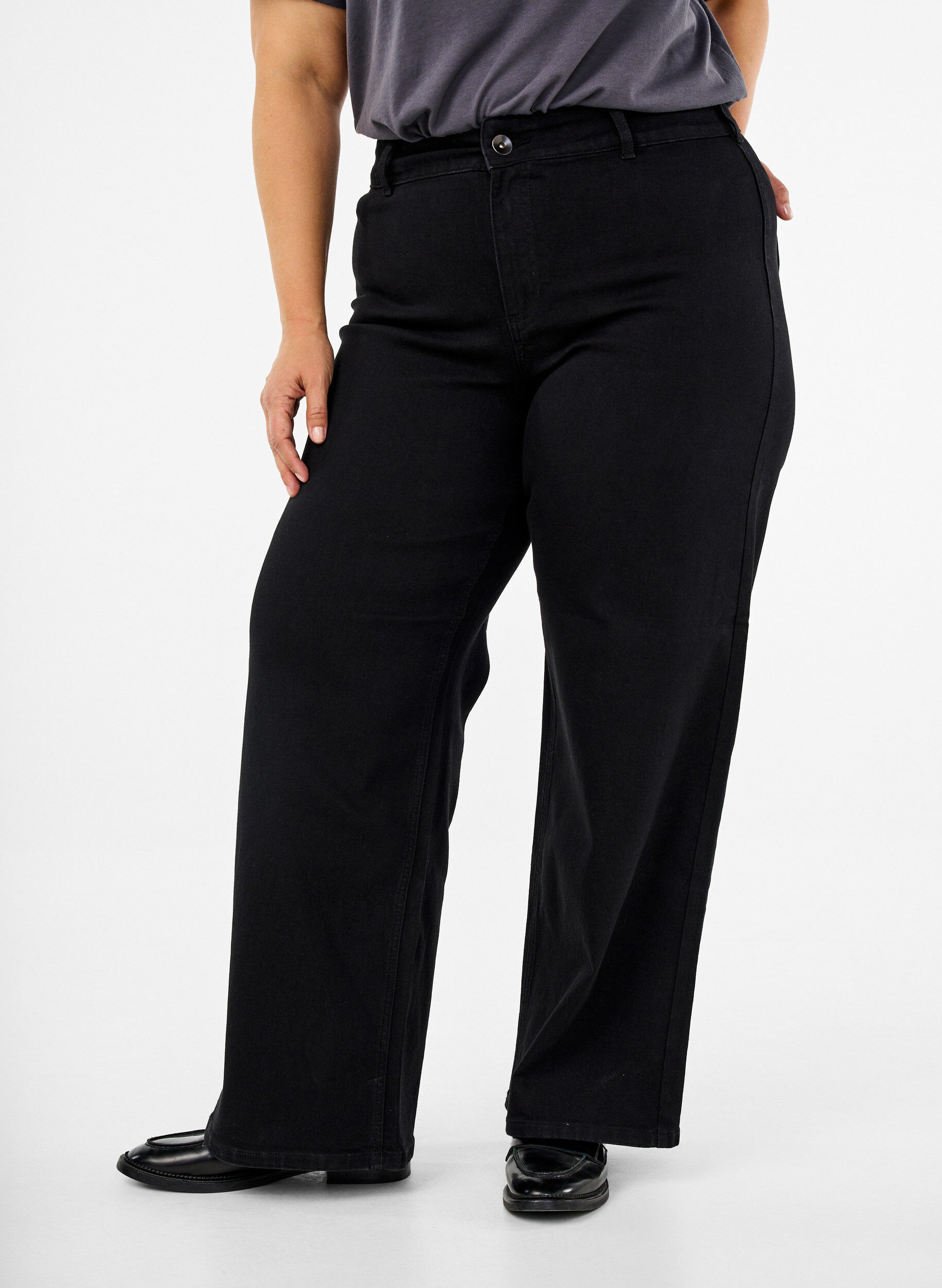 Zizzifashion FLASH - Wide-leg jeans, Black, Model image number 2