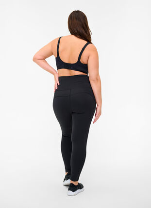 Cropped sport tights with high waist, Black, Model image number 1