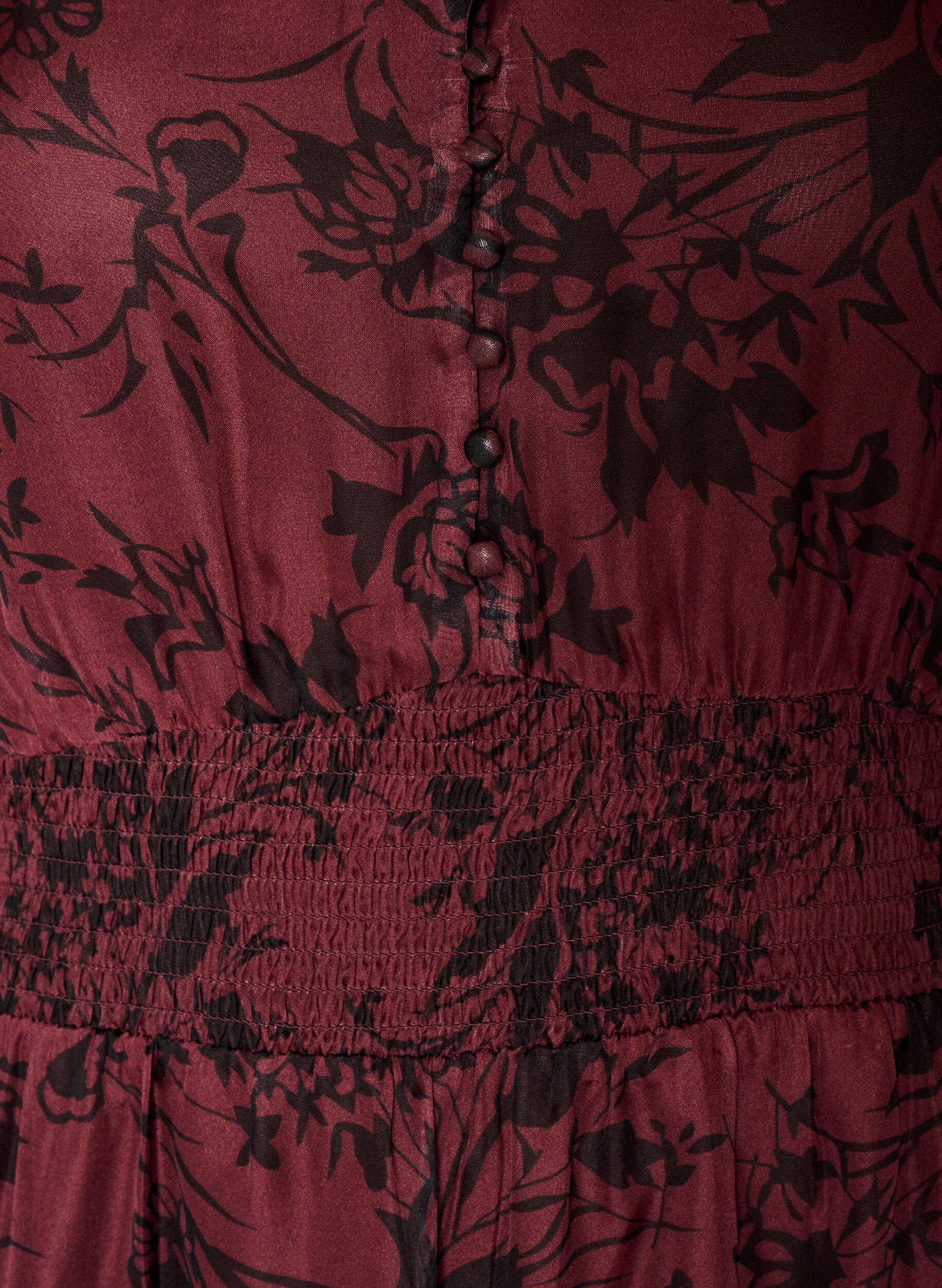 ZizzifashionMaxi dress with floral print and smocking, Dark Bordeaux, Packshot image number 2