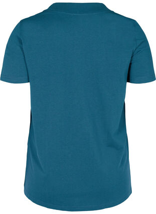 Short-sleeved t-shirt with wide, rib neckline, Reflecting Pond, Packshot image number 1