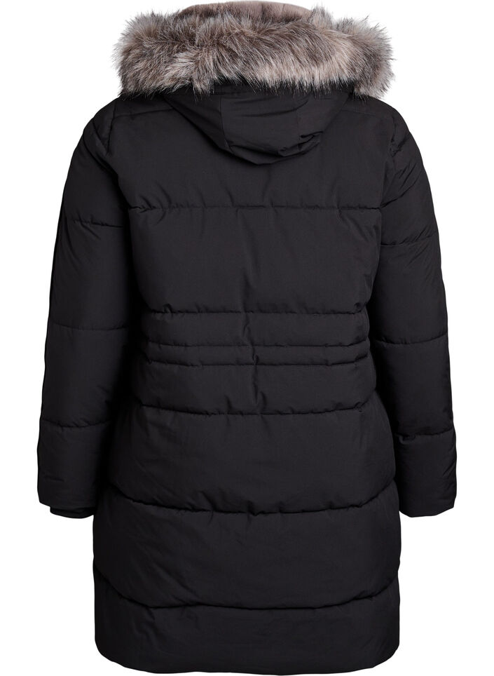 Water-repellent parka with faux fur Collar, Black, Packshot image number 1