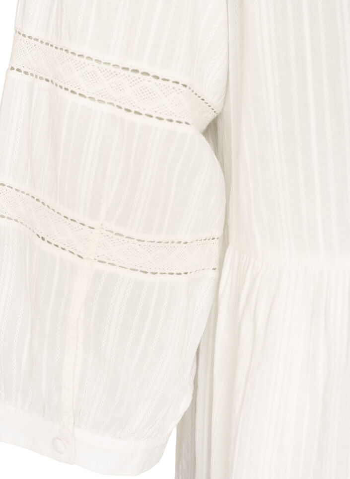 Tunic with eyelet embroidery details and 3/4 sleeves, Vanilla, Packshot image number 3