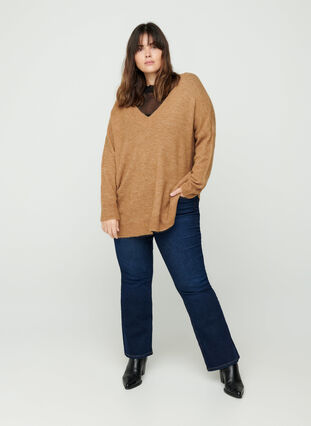 Marled, oversize knitted blouse with wool, Nomad as sample, Model image number 2