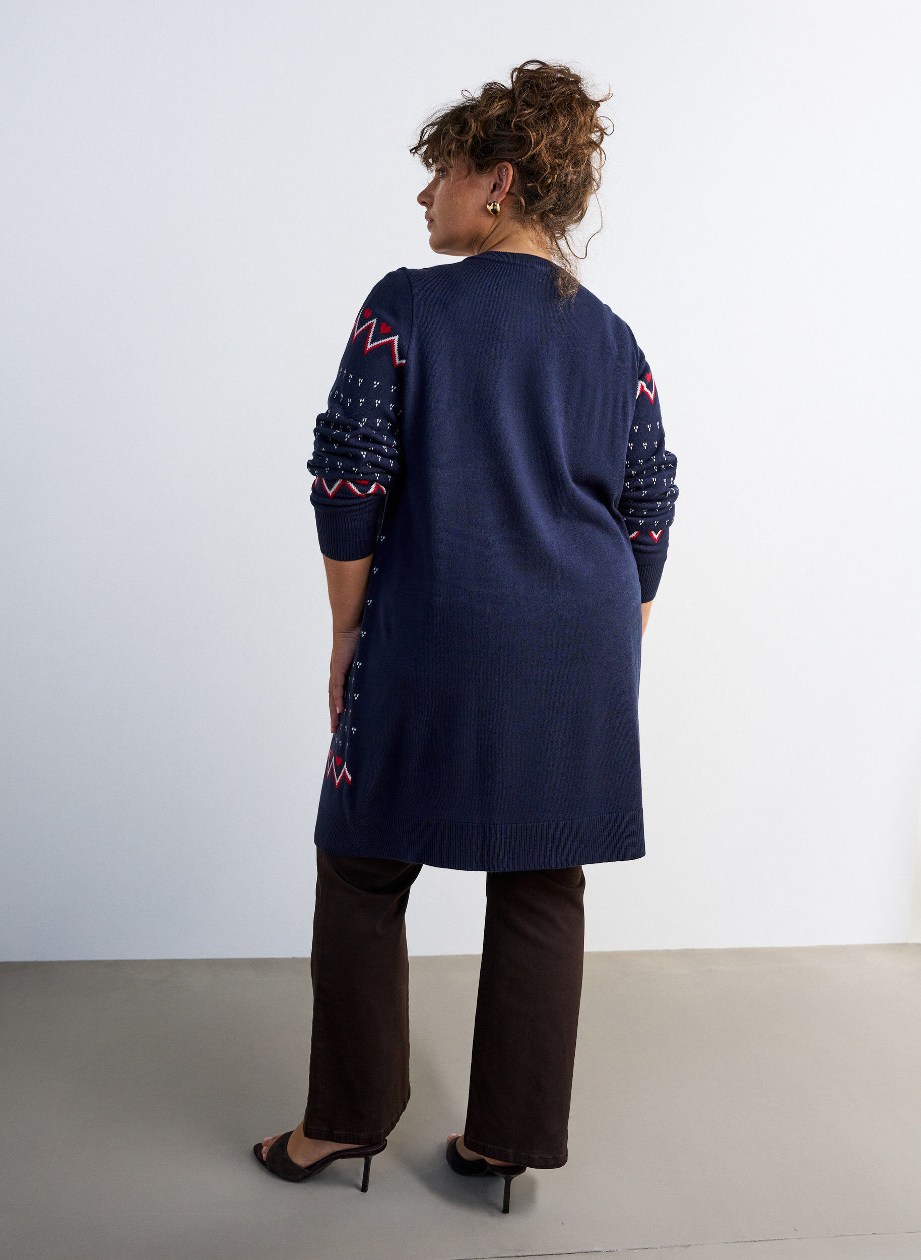 ZizzifashionShort knitted dress with Christmas motif, Blue, Model image number 2