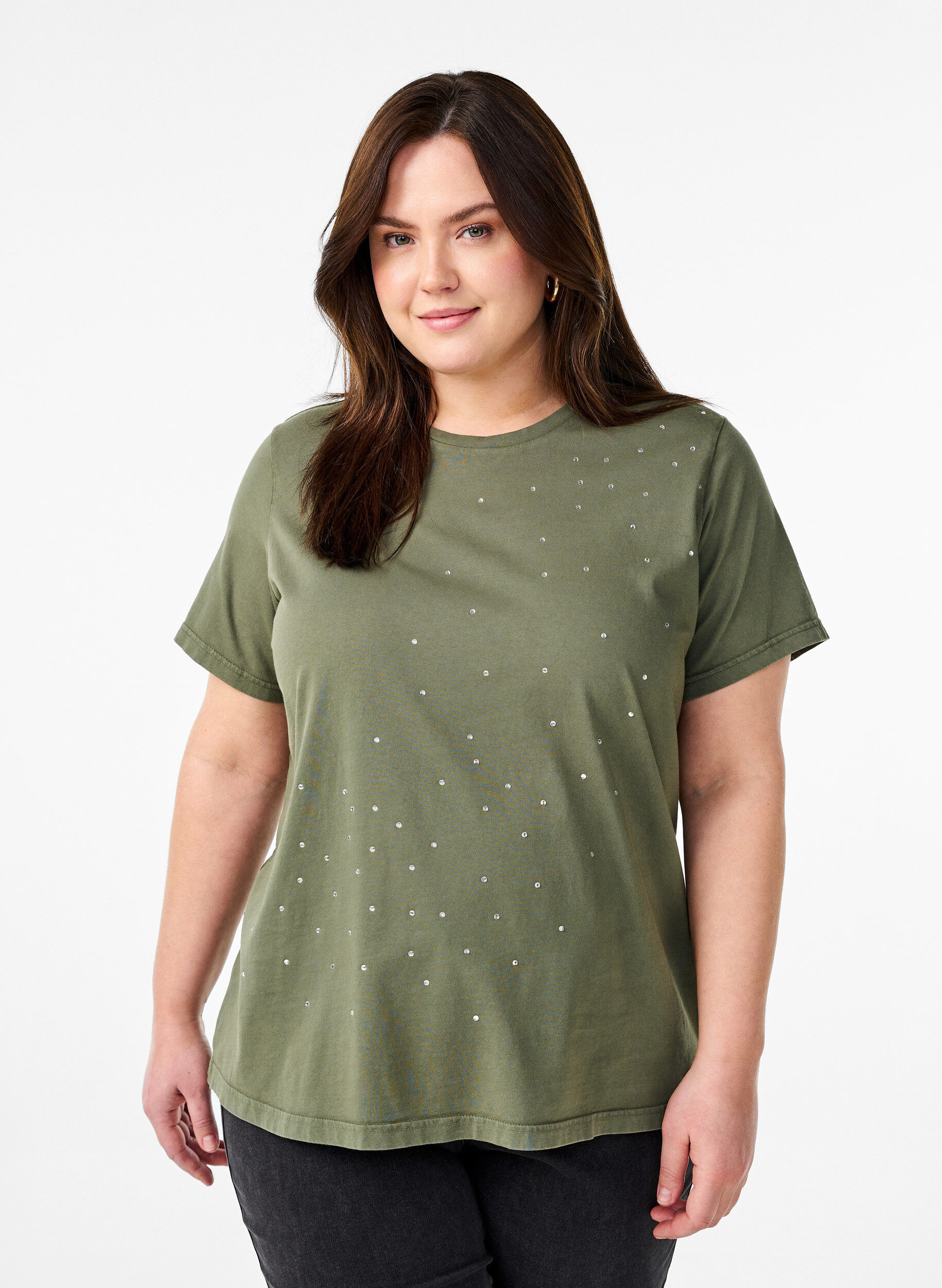 Zizzifashion T-shirt in organic cotton with a cool print, Green, Model image number 0