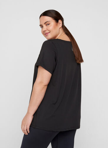 Short-sleeved sports t-shirt with mesh, Black, Model image number 1