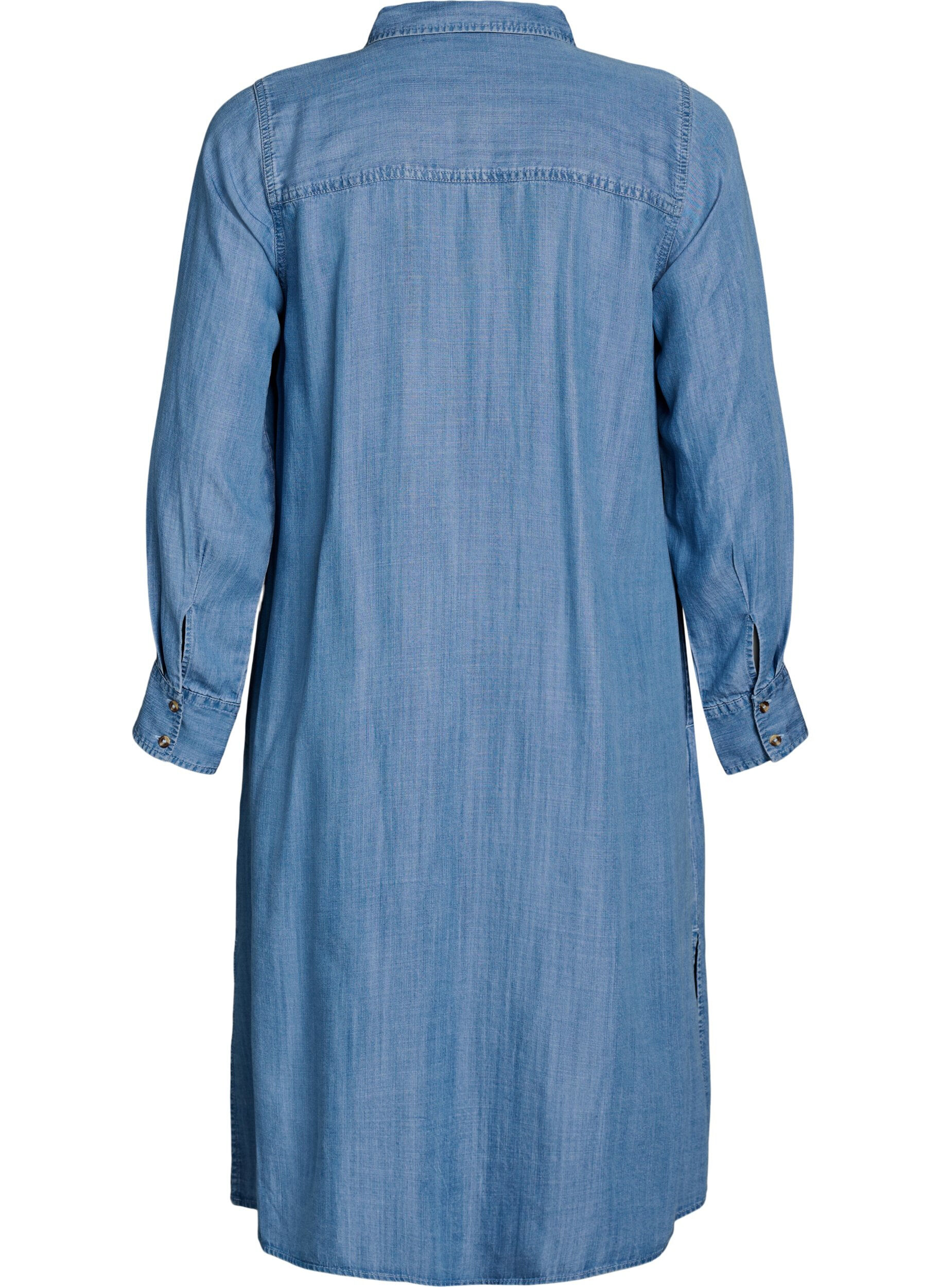 Zizzifashion Midi shirt dress in soft lyocell denim, Light Blue, Packshot image number 1