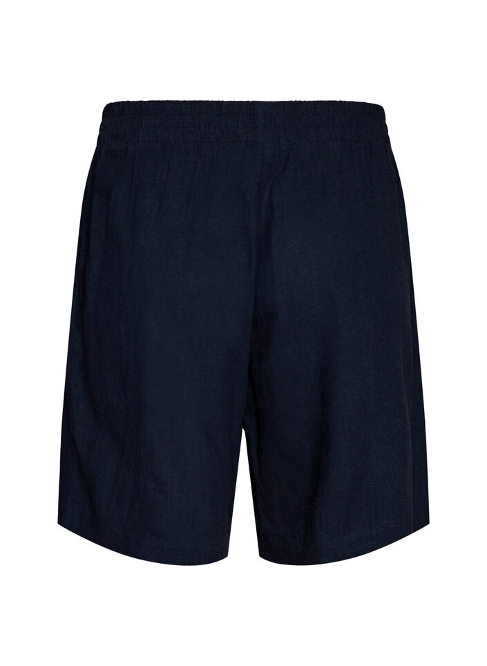 High-waisted linen and viscose shorts, Blue, Packshot image number 1