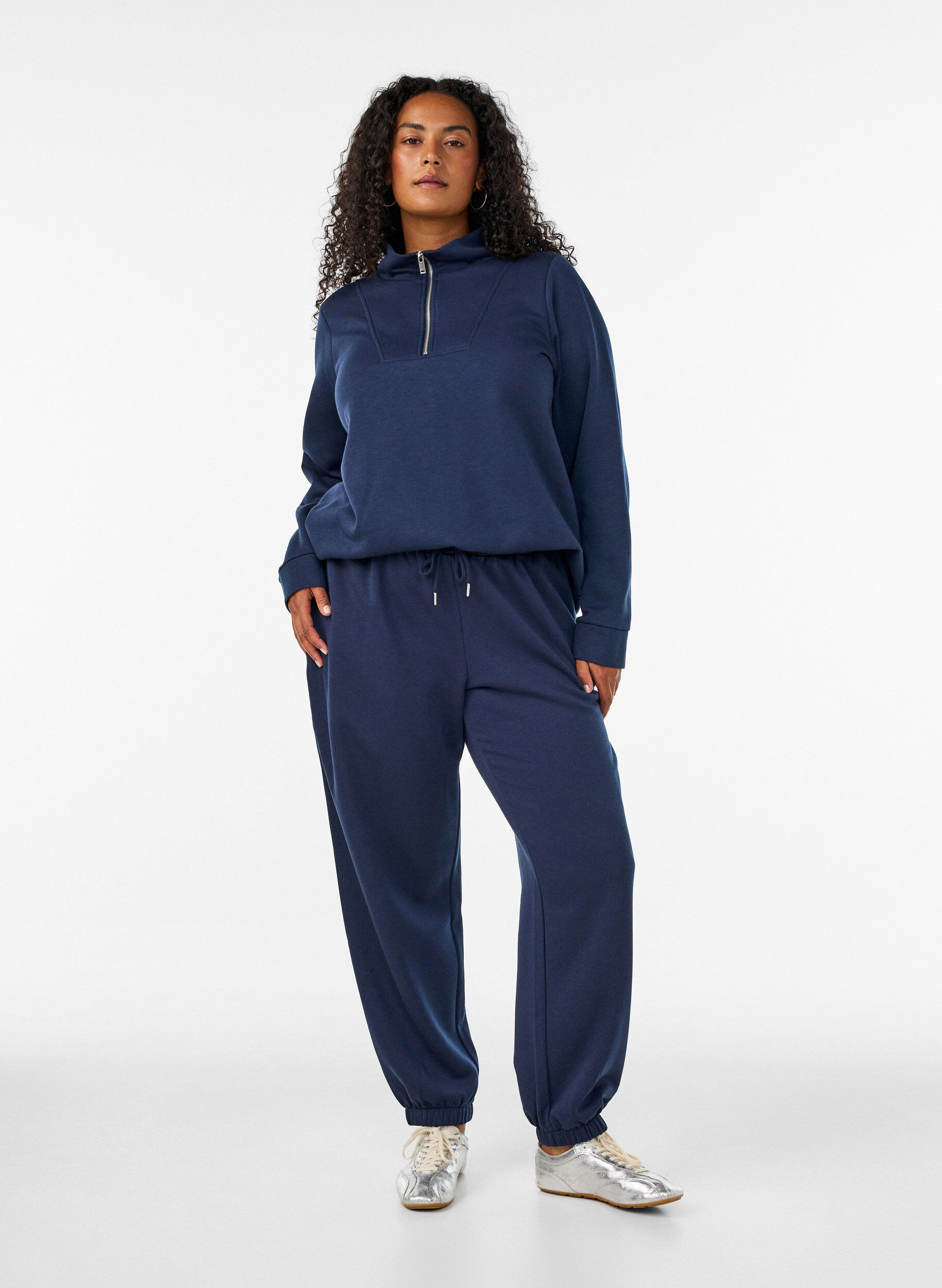 ZizzifashionHigh-waisted sweatpants with drawstring, Blue, Model image number 0