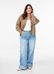 Rib knit cardigan with buttons, Brown, Model image number 1
