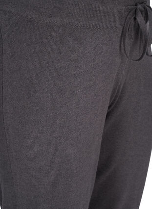 Knitted pants with drawstring and ribbed material, Dark Grey Melange, Packshot image number 2