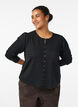 Blouse with textured pattern and button fastening, Black, Model image number 0