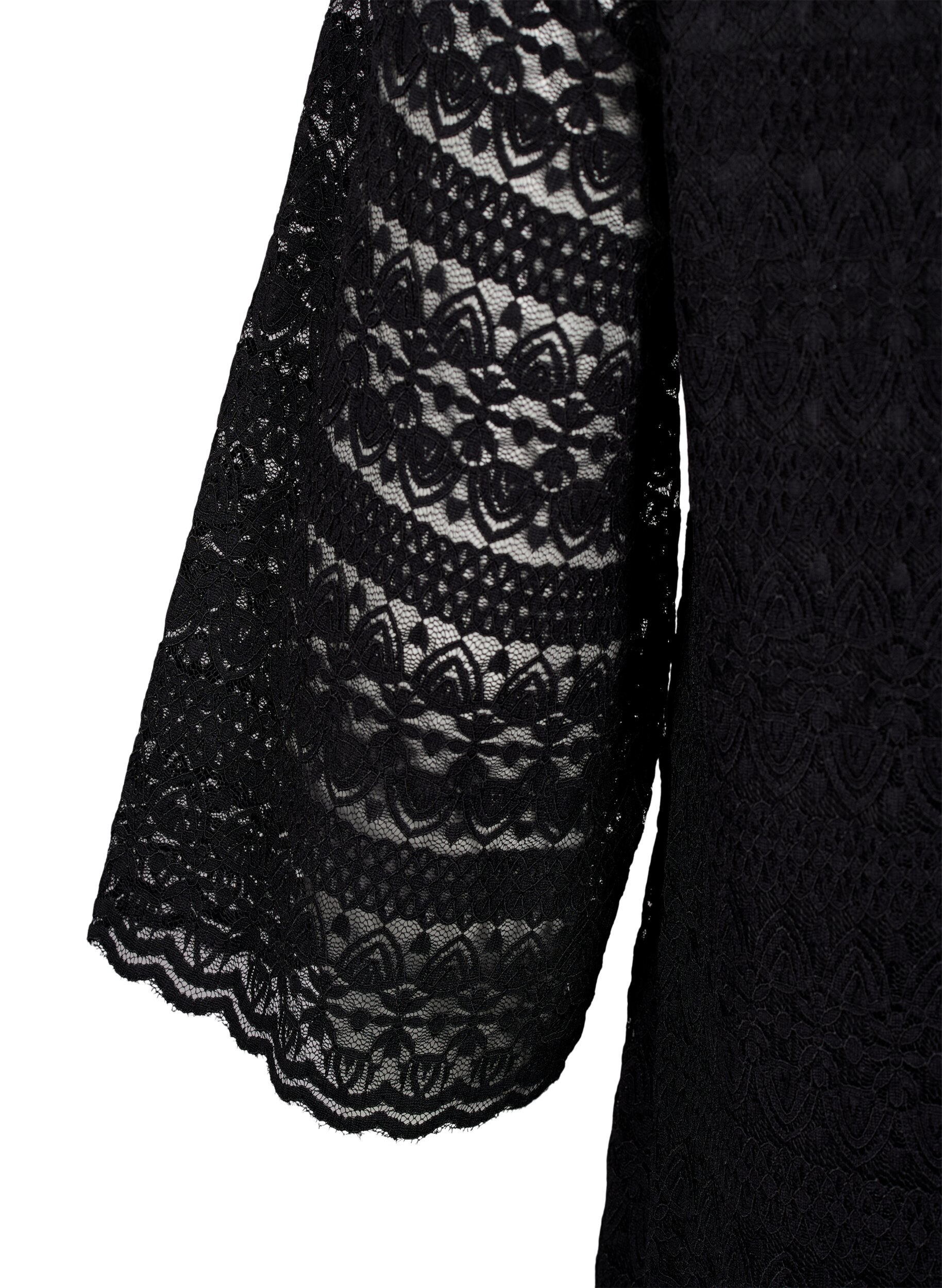 Zizzifashion Lace dress with 3/4 sleeves, Black, Packshot image number 3
