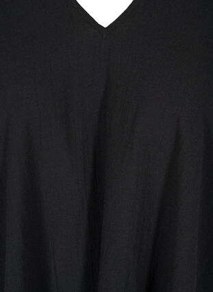 Sleeveless A-line tunic of organic cotton, Black, Packshot image number 2