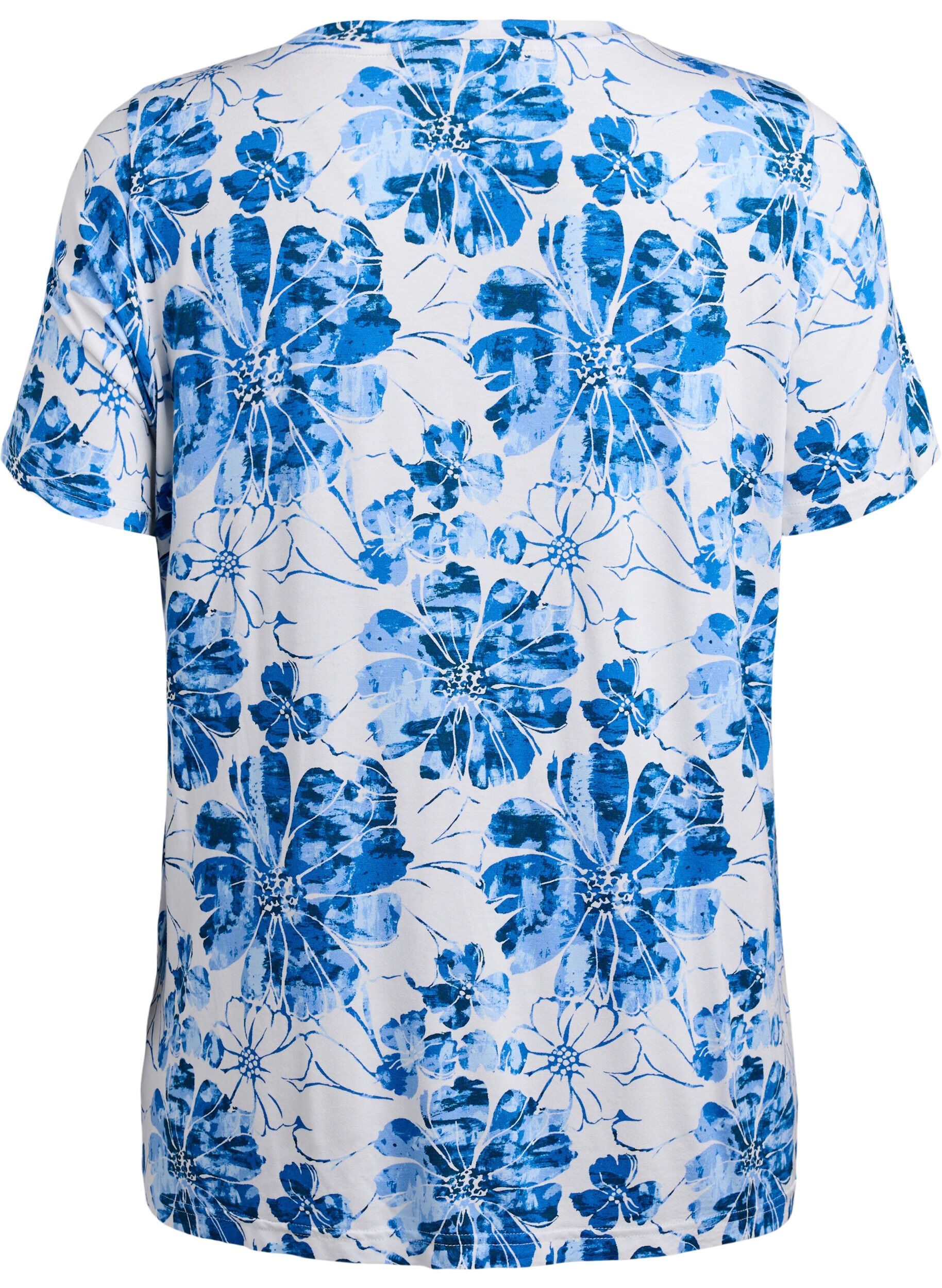 Zizzifashion T-shirt with floral print, Blue, Packshot image number 1