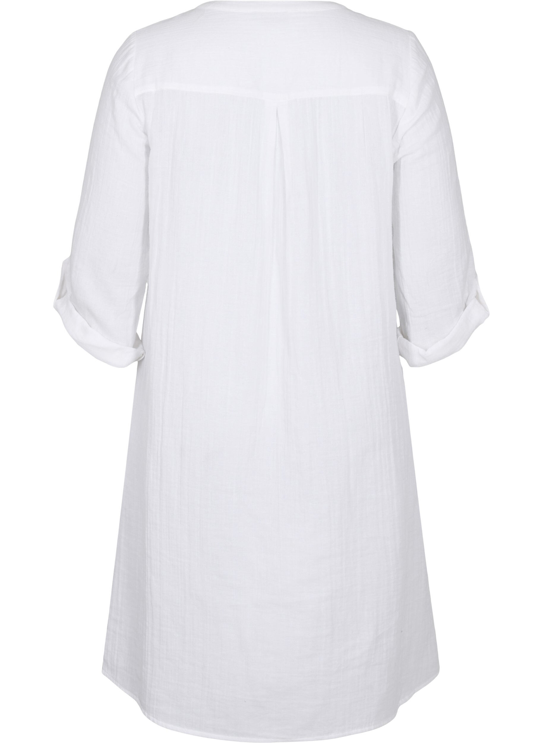 Zizzifashion Cotton dress with 3/4 sleeves, Bright White, Packshot image number 1