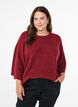 Ribbed jumper with 3/4 sleeves, Red, Model image number 0