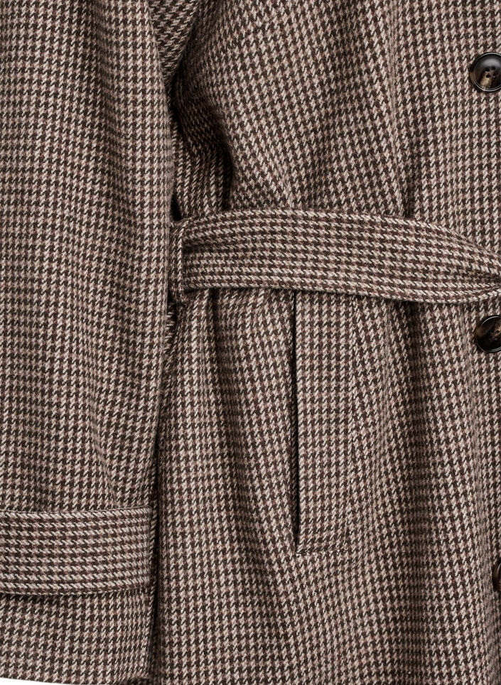 Checked coat with belt, Brown, Packshot image number 3