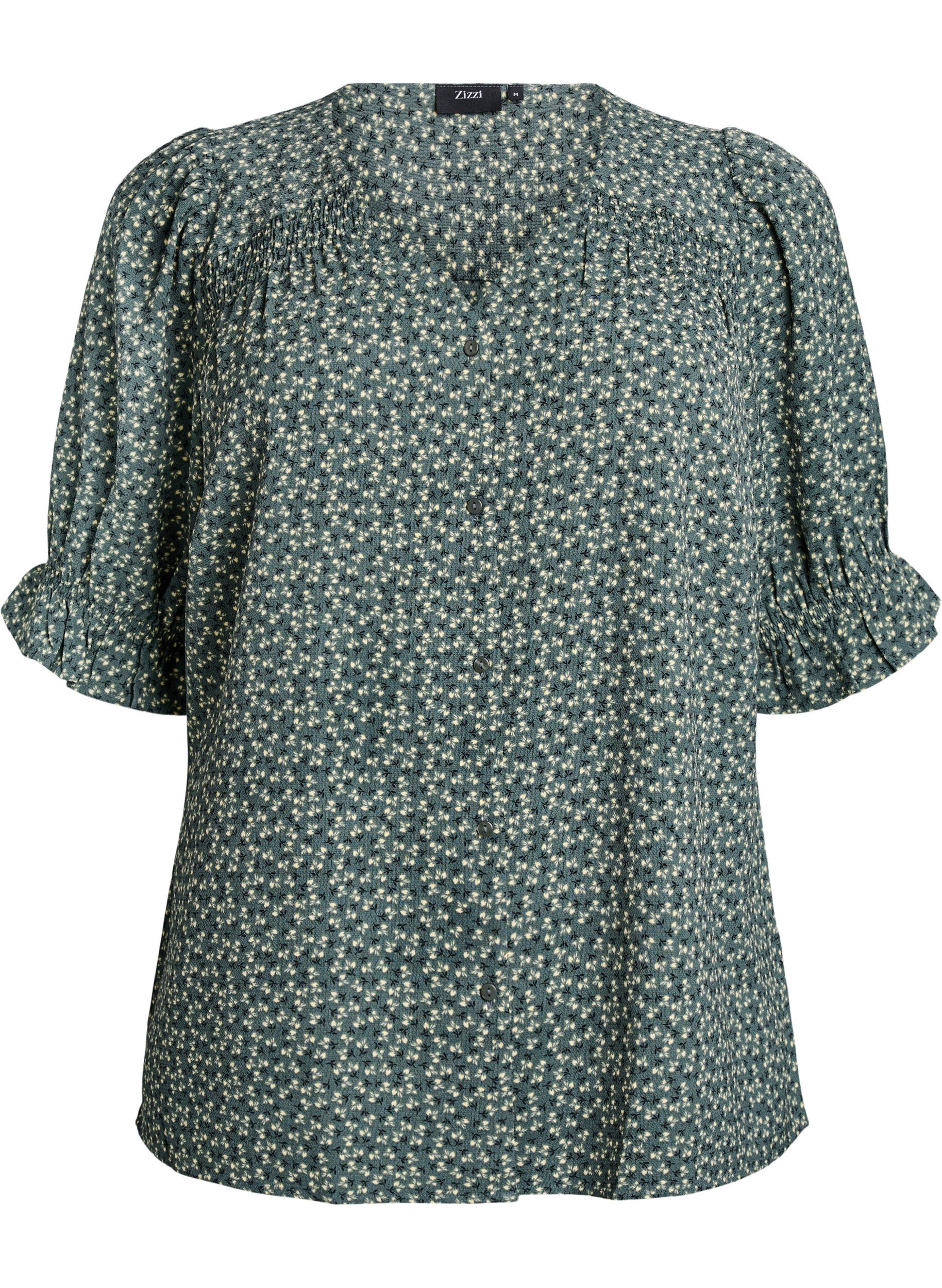 Zizzifashion Shirt blouse with 1/2 sleeves, Green, Packshot image number 0