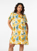 Short dress with a crinkled texture and short sleeves, Yellow, Model image number 0
