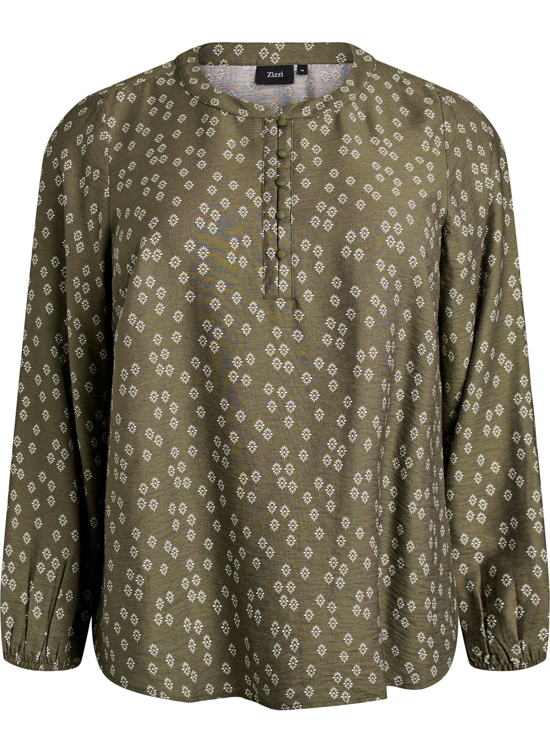 Long-sleeved blouse with pattern and buttons