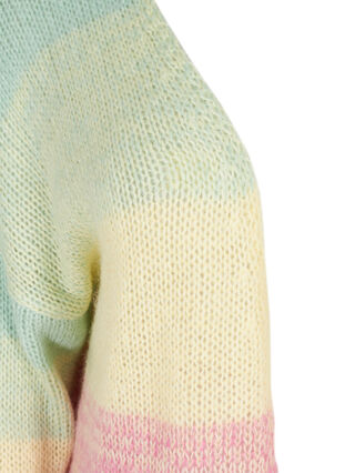 Short knitted cardigan with stripes, Pale Banana Comb, Packshot image number 2