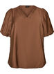 Blouse with balloon sleeves and V-neck, Brown, Packshot image number 0