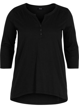 Blouse with 3/4 length sleeves, Black, Packshot image number 0