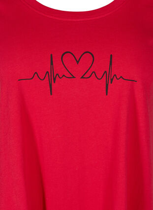Short-sleeved cotton t-shirt with a-line, Lipstick Red HEART, Packshot image number 2