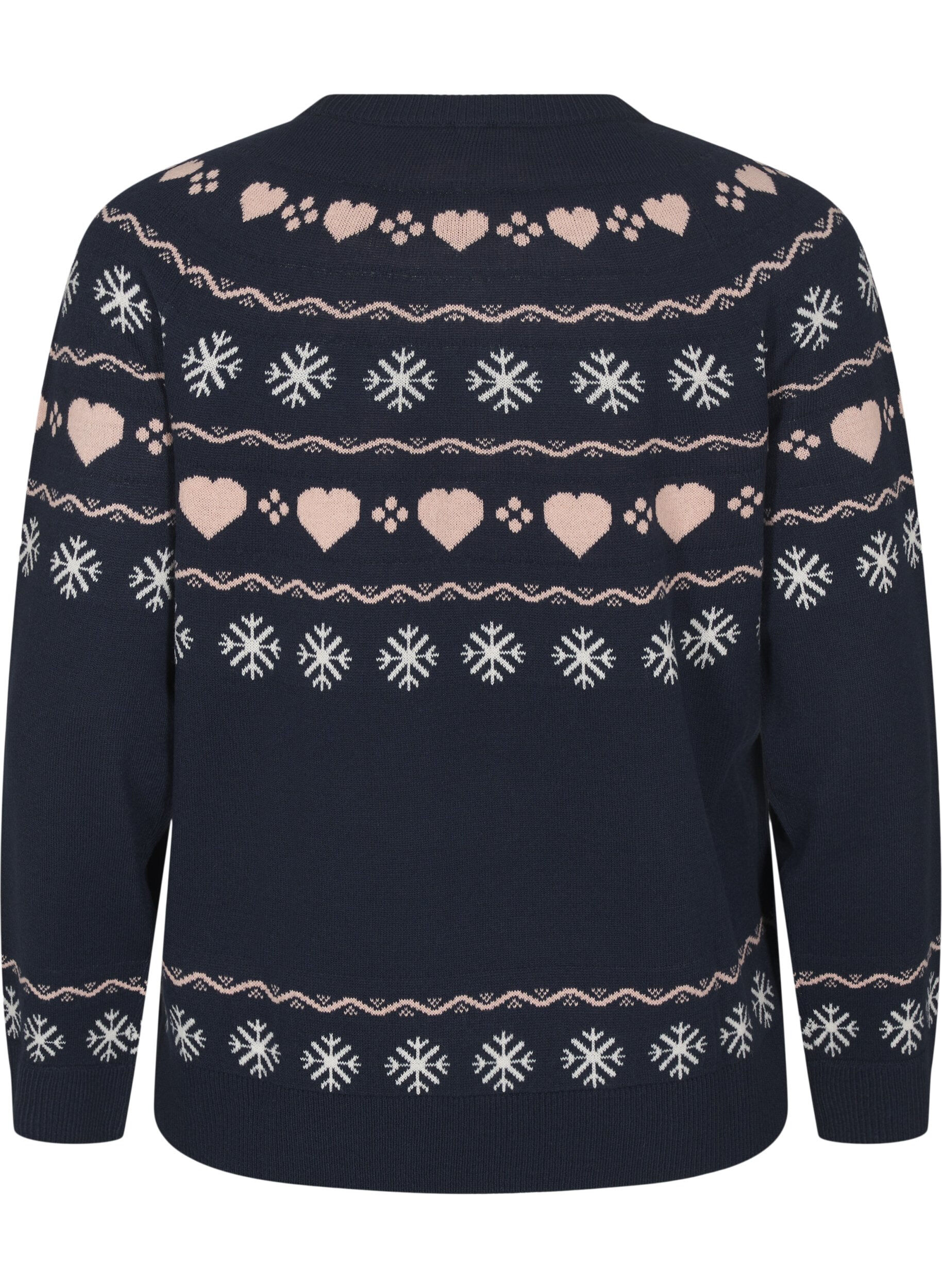 Zizzifashion Long-sleeved knitted top with Christmas motif, Navy Blazer Comb, Packshot image number 1