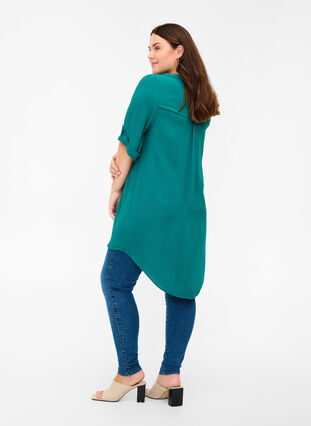 Viscose tunic with short sleeves, Pacific, Model image number 1