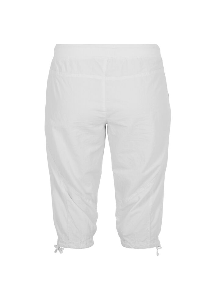 Loose cropped trousers in cotton, White, Packshot image number 1