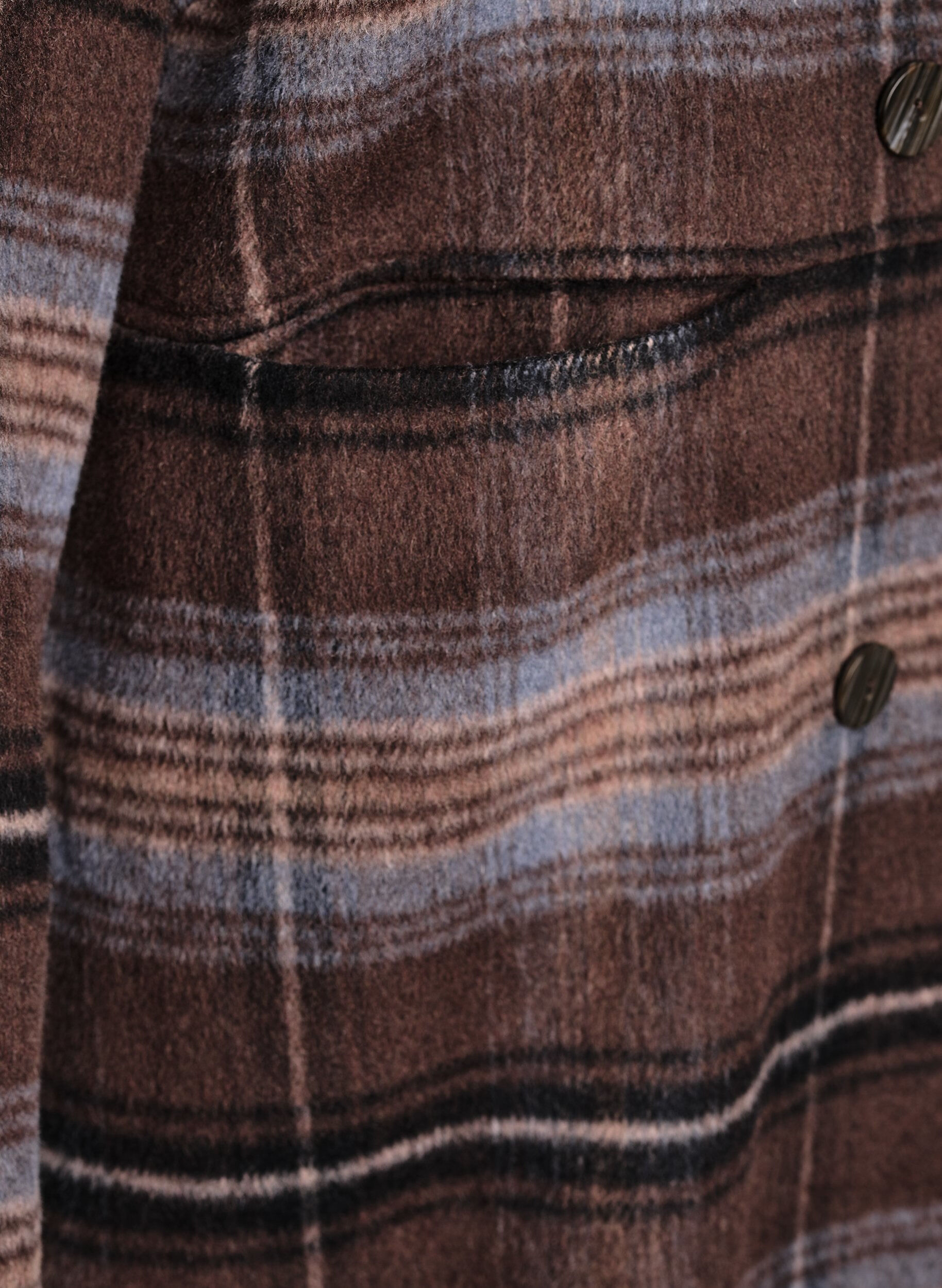 Zizzifashion Brushed checked coat, Brown, Packshot image number 3