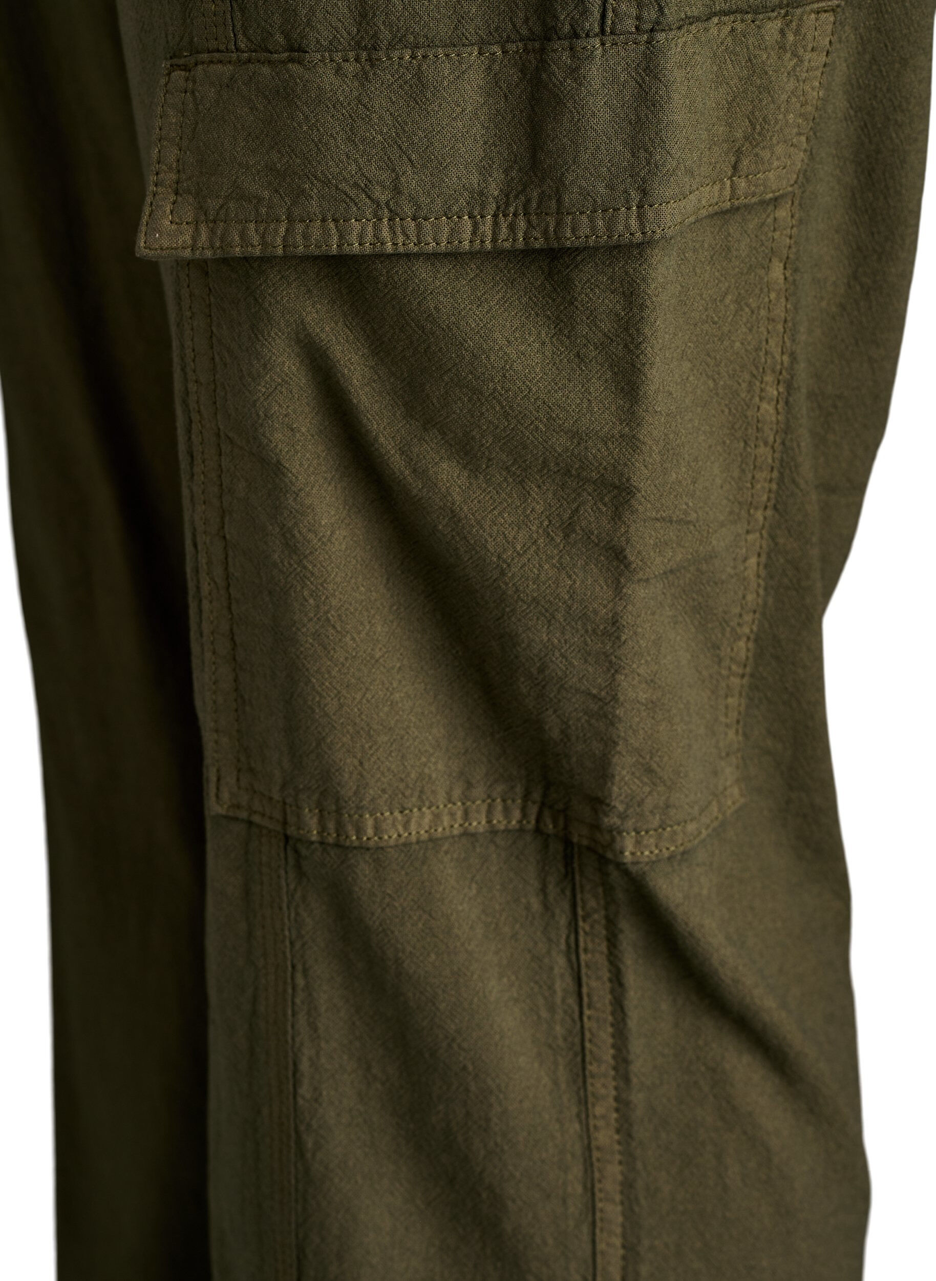 Zizzifashion Loose cargo trousers in cotton, Green, Packshot image number 3