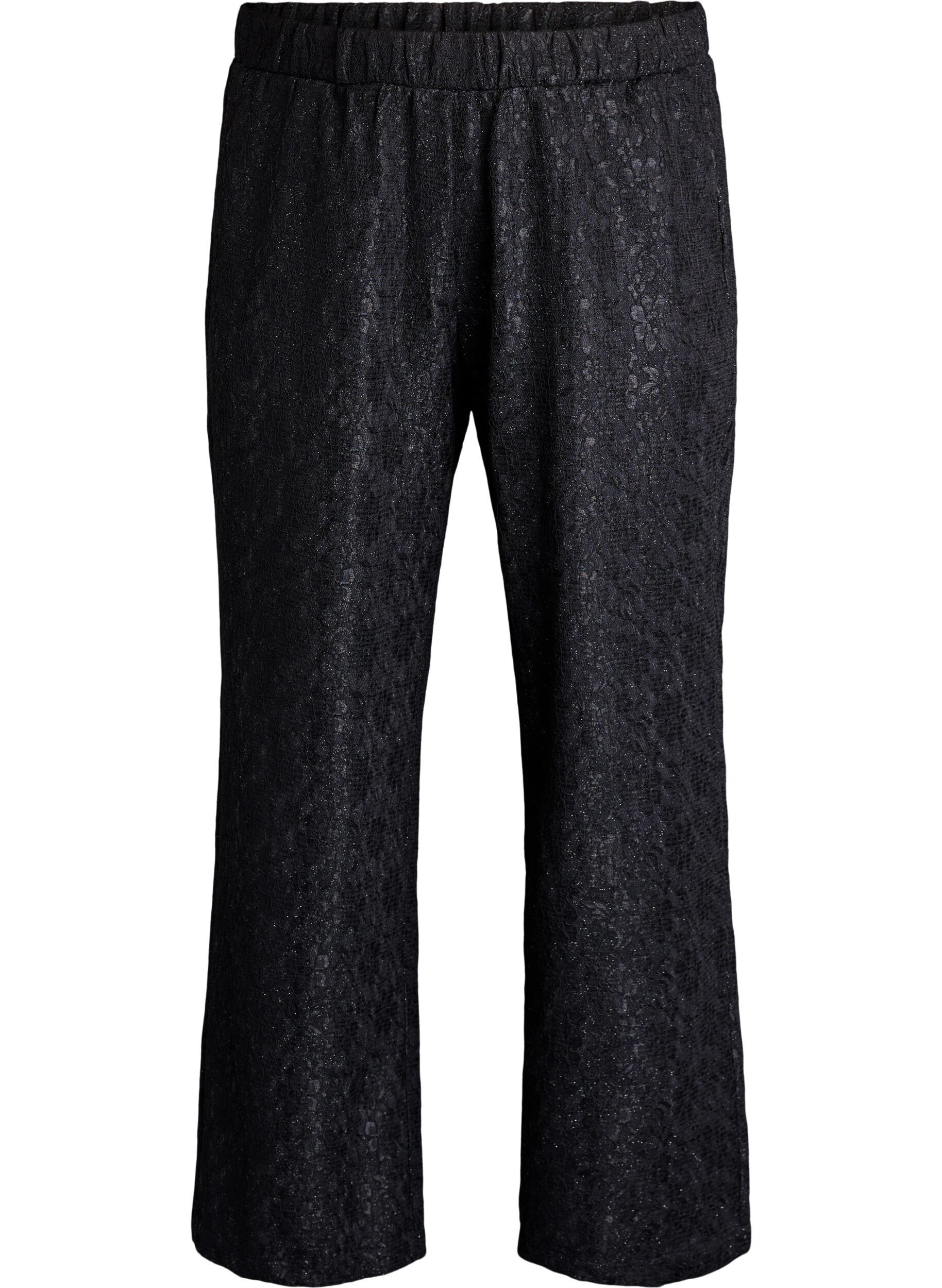 Trousers with a lace texture and glitter thread