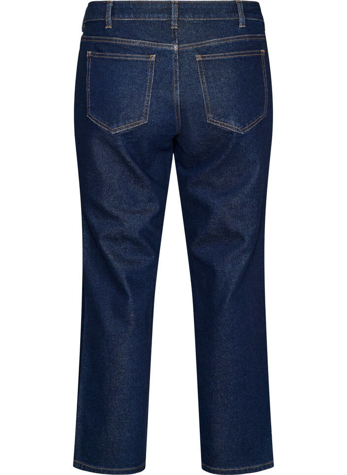 Cropped straight fit jeans with a regular waist, Blue, Packshot image number 1