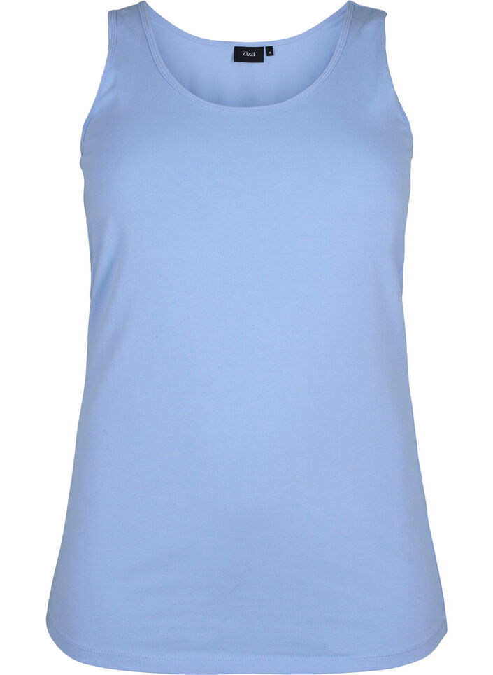 Solid color basic top in cotton, Light Blue, Packshot image number 0