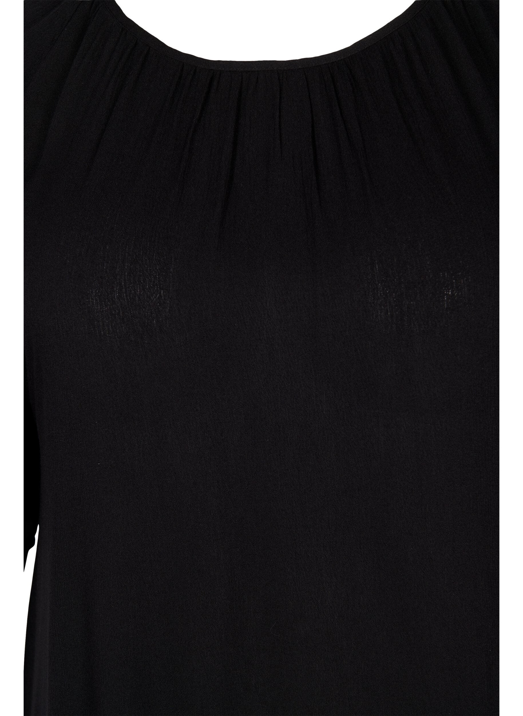 Zizzifashion Viscose dress with short sleeves, Black, Packshot image number 2