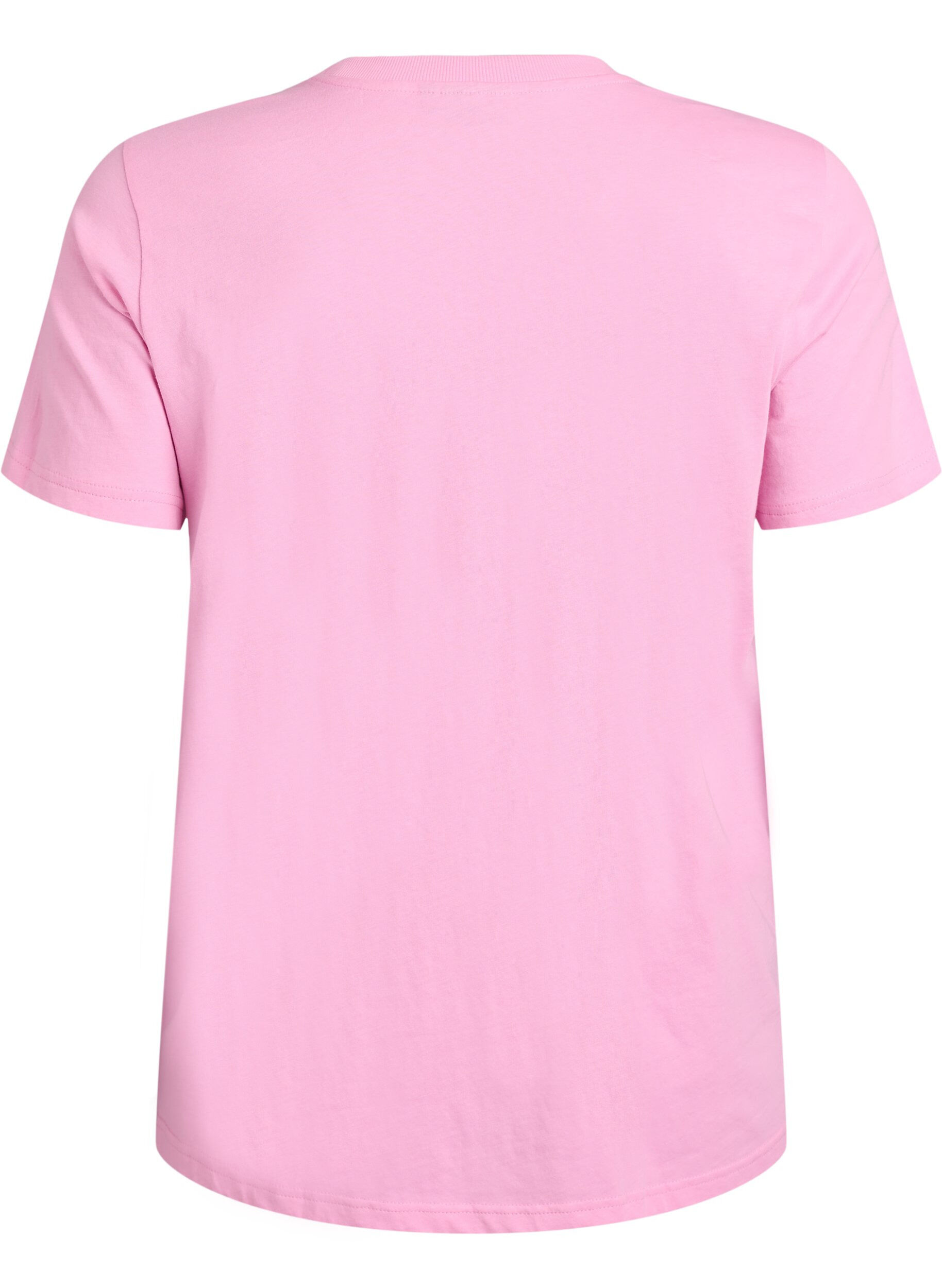Zizzifashion Basic cotton T-shirt with round neck, Pink, Packshot image number 1