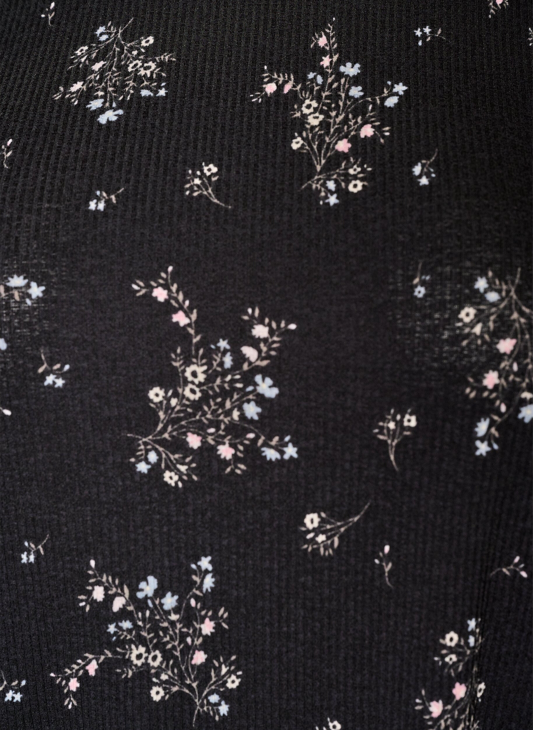 Zizzifashion Patterned blouse with short sleeves, Black, Packshot image number 2