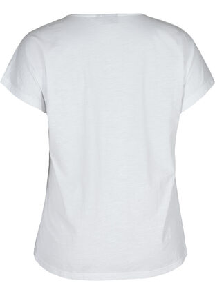 Cotton t-shirt with print details, Bright White FLOWER, Packshot image number 1