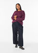 Loose knit sweater with prominent seams, Dark Bordeaux, Model image number 1