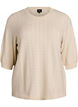 Knitted blouse with textured pattern and short sleeves, Beige, Packshot image number 0