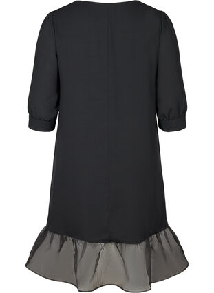 Dress with puff sleeves, Black, Packshot image number 1