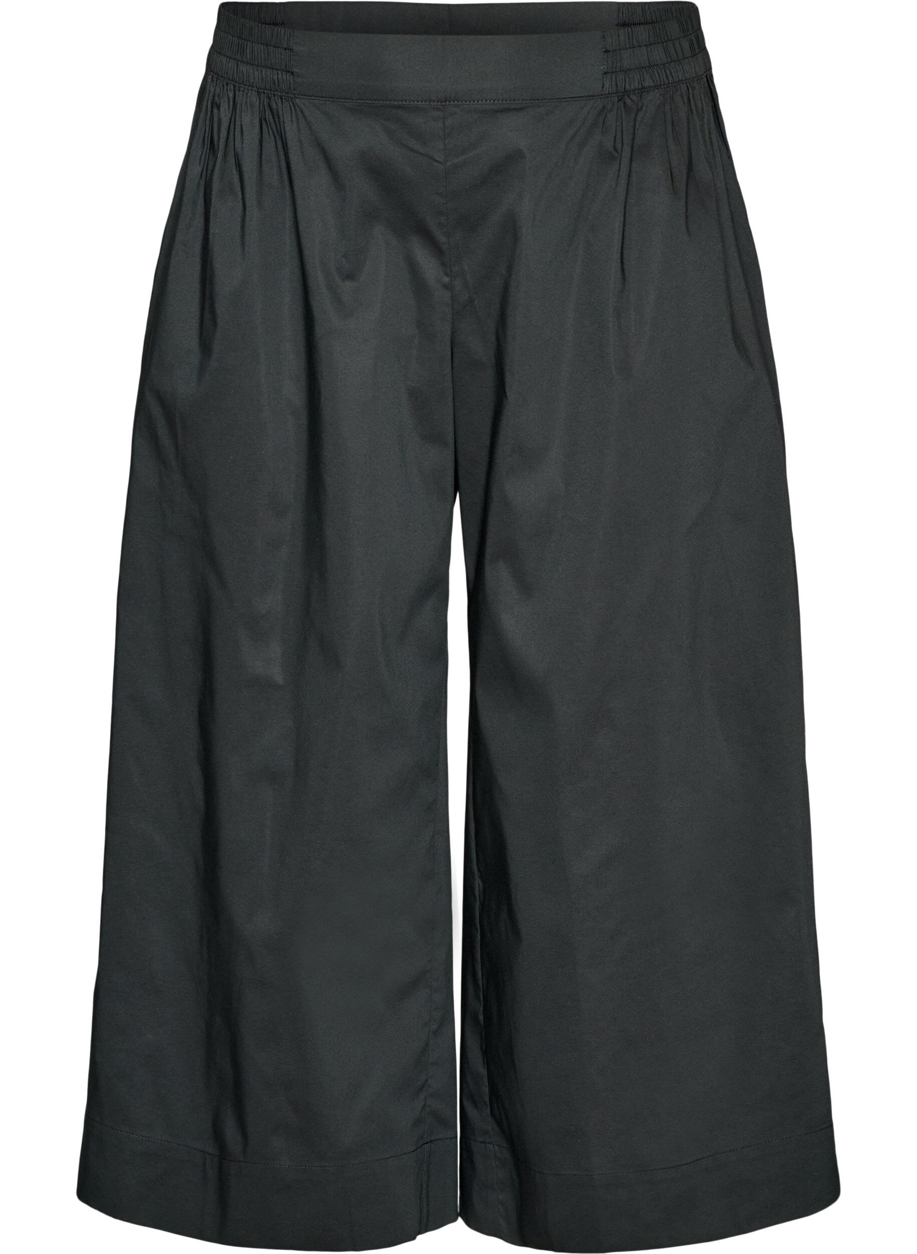 Zizzifashion Culottes with an elasticated waist and wide legs, Black, Packshot image number 0