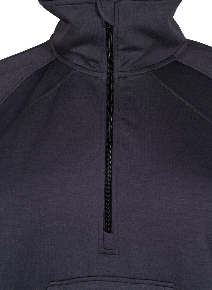 Sporty sweatshirt with high neck and zip, Asphalt, Packshot image number 2